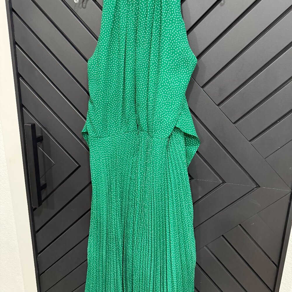 Carolina Herrera Sleeveless Green Dress with white dots. - Picture 5 of 8